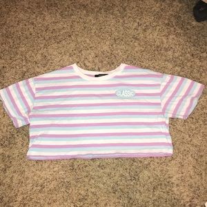 Purple, Blue, White Stripped Crop Top